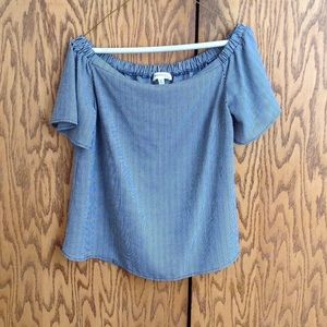 MONTEAU TOP BLUE WHITE STRIPE OFF SHOULDER LARGE